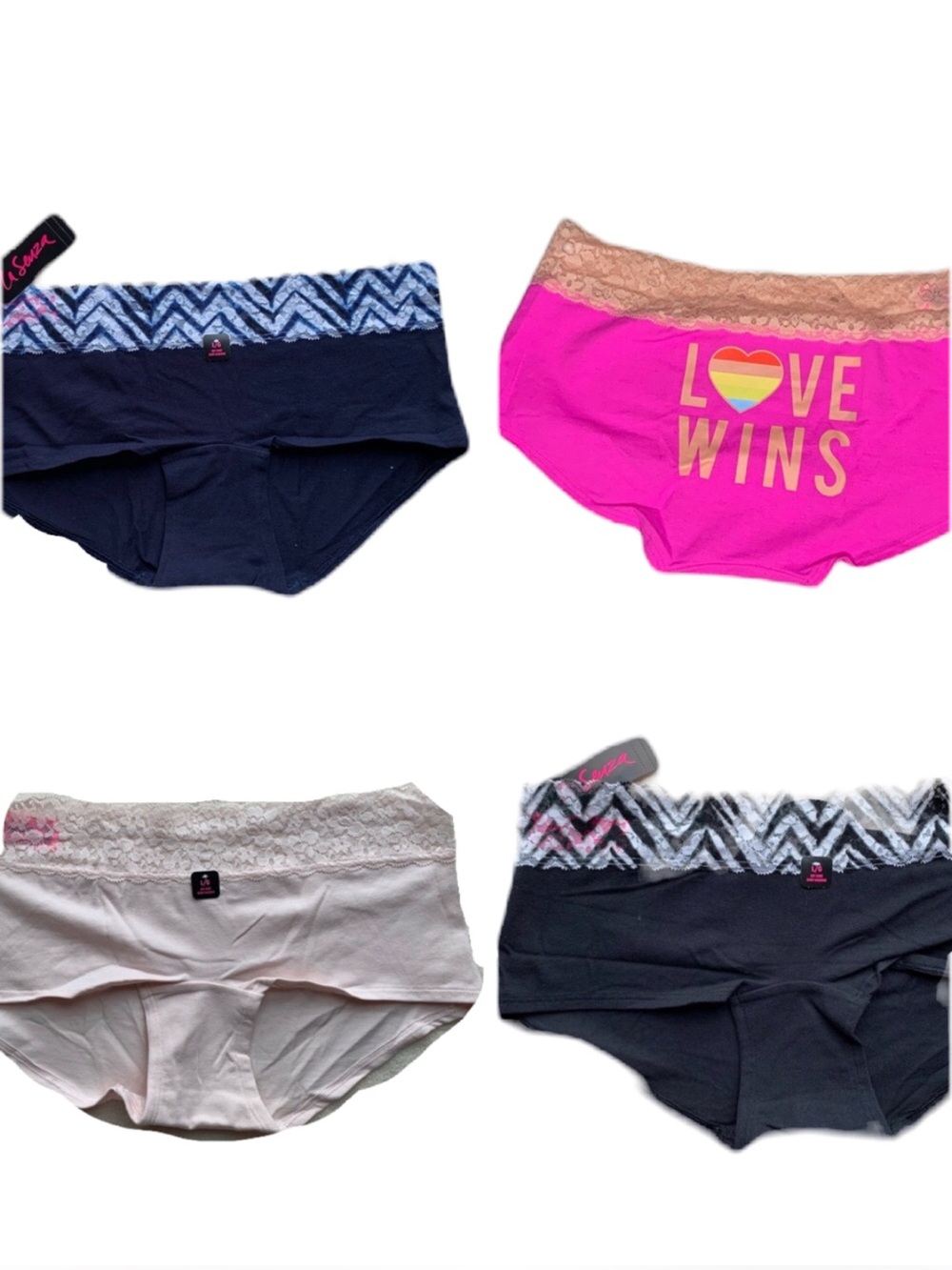 La Senza Panty Bundle 4 Pack NWT Size Large Lace Top